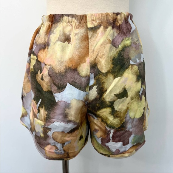 Nanushka Pants - Nanushka Mary Watercolor Twill Silk Overlapping Side Seam Shorts SMALL NWT
